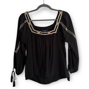 American Eagle Embroidered Square Neck Boho Top